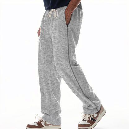 Men's Trousers – Relaxed Fit – Cotton Terry – Drawstring Waist – Side Pockets – Full Length