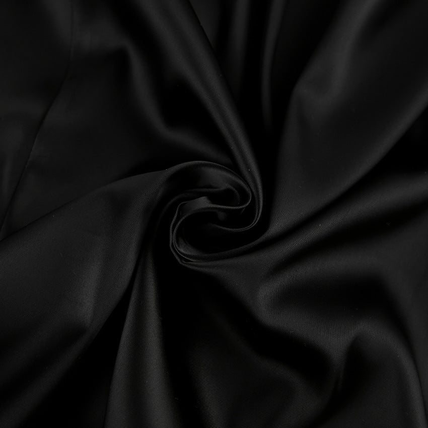 Women's Mini Dress – Satin Fabric – Fitted Fit – Ruffle Sleeves – High Collar