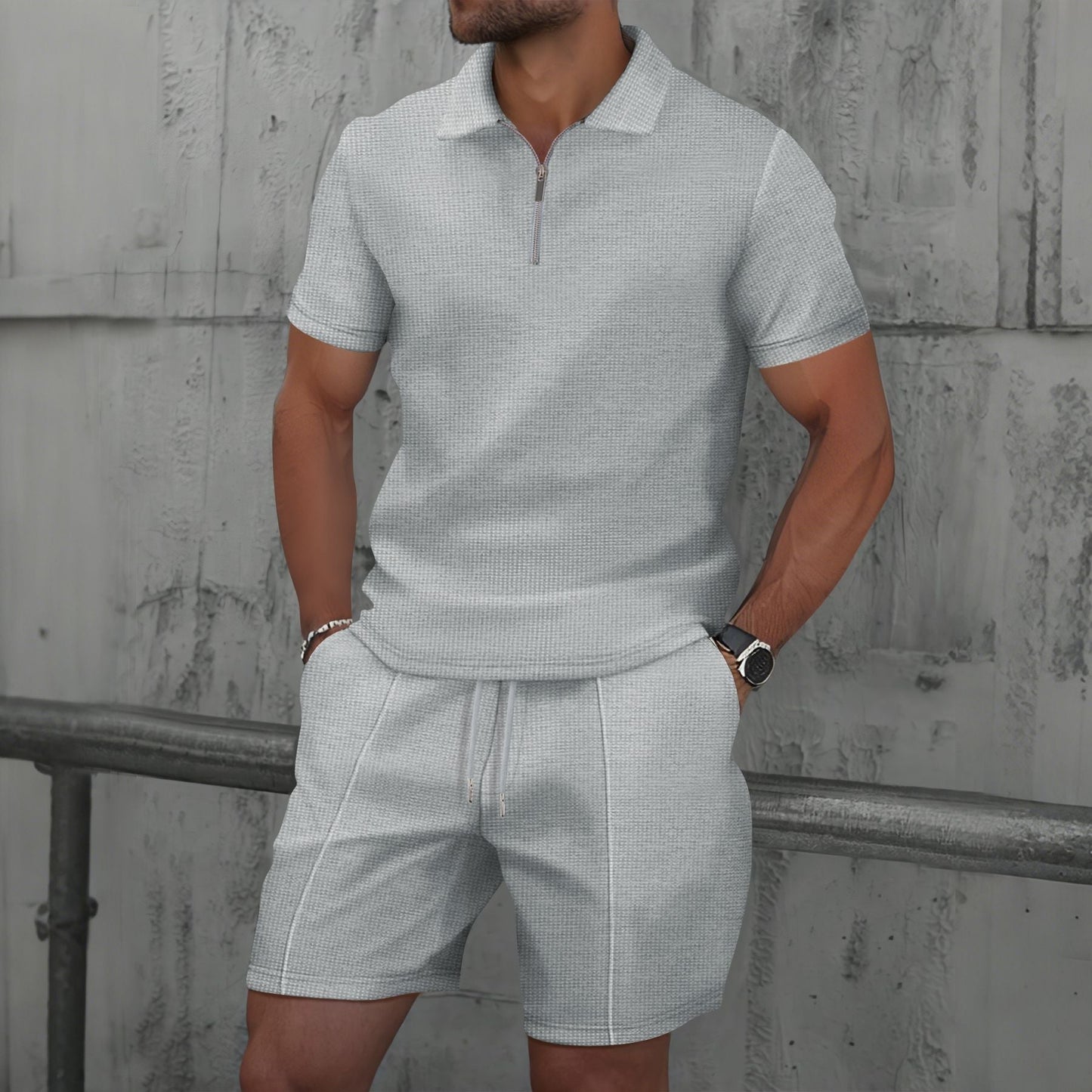 Men's Polo Set – Regular Fit – Short Sleeve – Breathable Comfort Design – Zip Neck