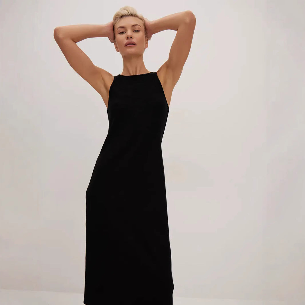 Dress for Women – Midi – Slim Fit – Sleeveless – High Neck – Elegant Minimalist
