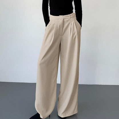 Women's Pants – Wide Leg – High Waist – Light and Draped – Full Length