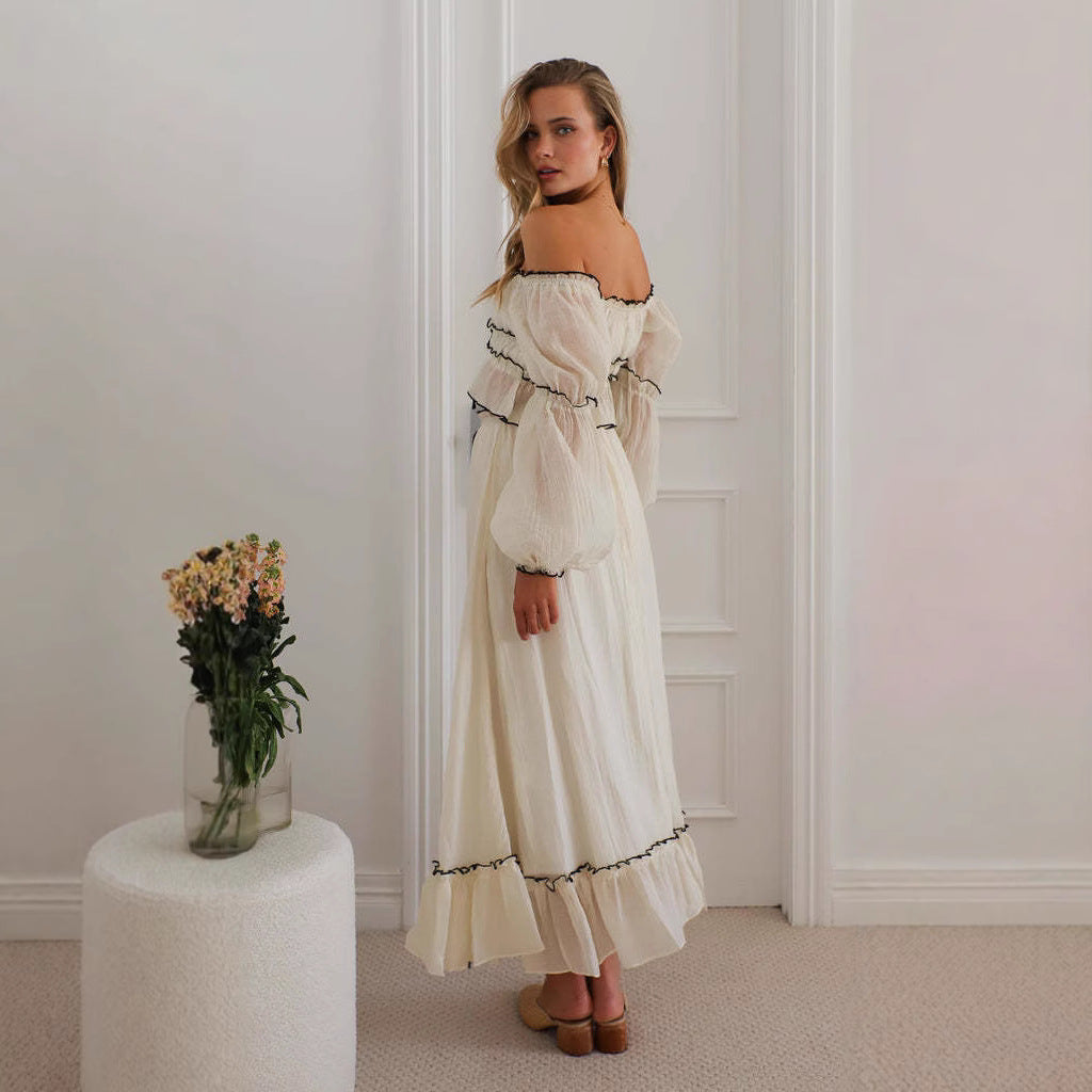 Women's Set – Off Shoulder Top and Skirt – Ruched Details – Loose Fit – Boho Style