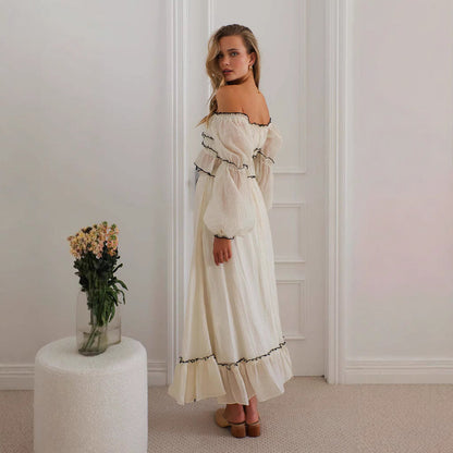 Women's Set – Off Shoulder Top and Skirt – Ruched Details – Loose Fit – Boho Style