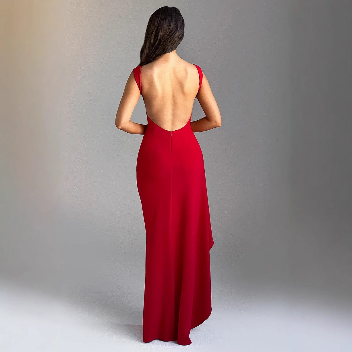 Dress for Women – Slim Fit Evening Dress – Sleeveless – High Slit – Open Back – Long Model