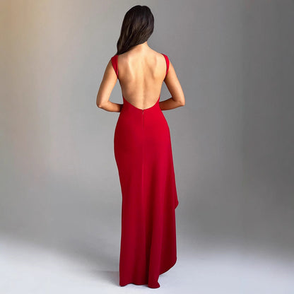 Dress for Women – Slim Fit Evening Dress – Sleeveless – High Slit – Open Back – Long Model