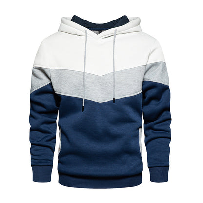 Men's Hoodie – Loose Fit – Color Block Design – Adjustable Hood – Side Pockets