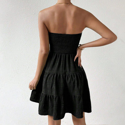Dress for Women – Strapless Mini – Smocked Bodice – Ruffle Skirt – A-Line Fit