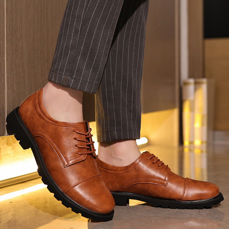 Men's Derby Shoes – Leather – Cap Toe – Formal Cut – Rubber Sole – Classic Design