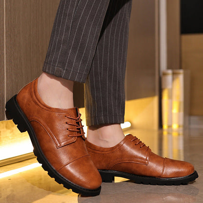 Men's Derby Shoes – Leather – Cap Toe – Formal Cut – Rubber Sole – Classic Design