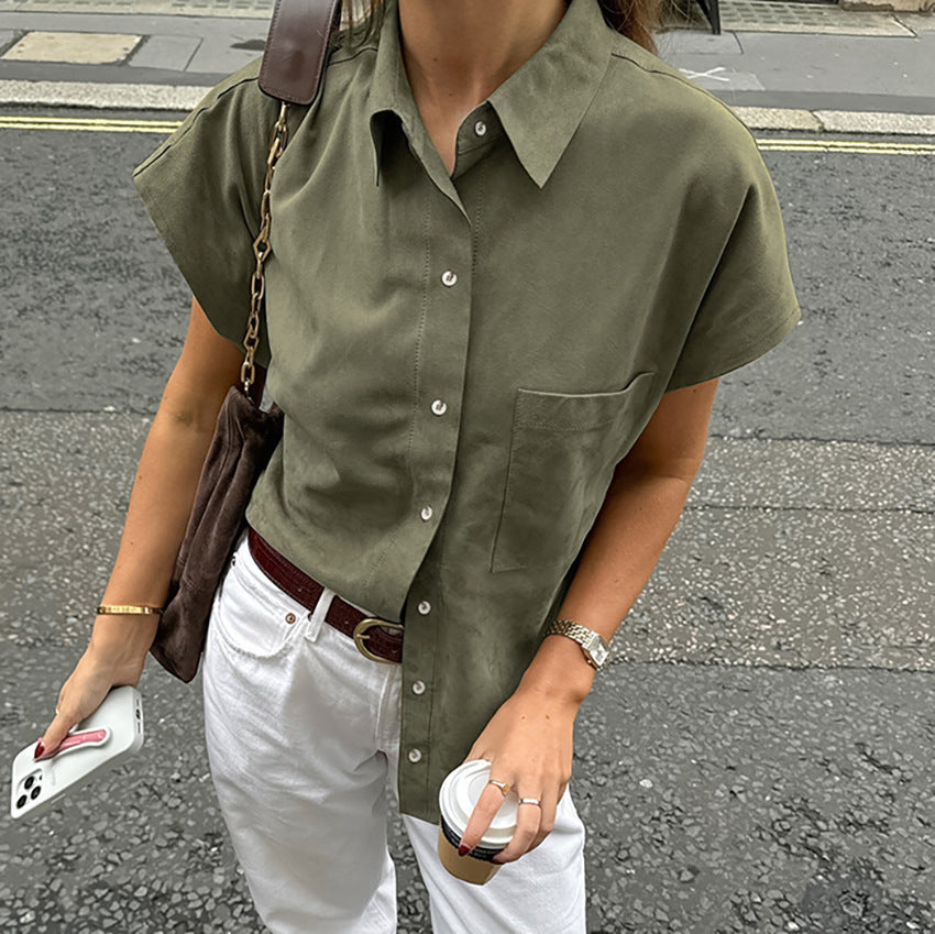 Women's Sleeveless Shirt – Button Closure – Relaxed Fit – Cotton Linen Mix