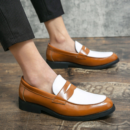 Men's Loafers – Polished Leather – Slip-On – Two-Tone Design – Rubber Sole – Formal and Casual