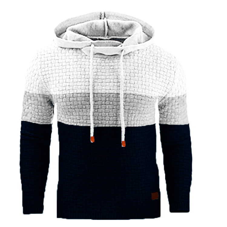 Oliver Hooded Pullover Hoodie | Color Block Textured Knit Mens Pullover Hoodie