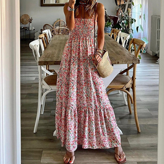 Women's Maxi Dress – Bohemian Print – Smocked Bodice – Airy Fit – Light and Breathable Quality