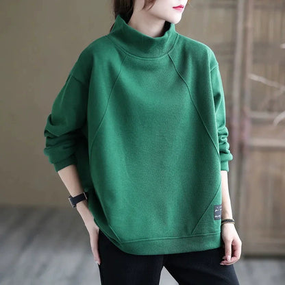 Mila Relaxed Fit Turtleneck Sweatshirt | Long Sleeve Casual Pullover