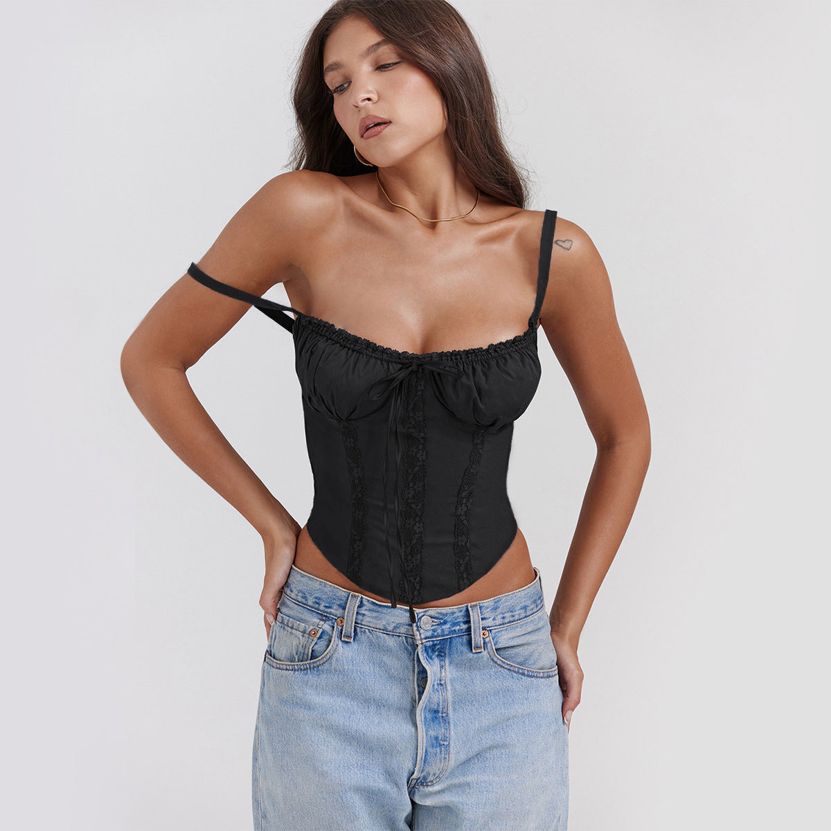 Women's Camisole Top – Slim Fit – Satin Look – Lace – Spaghetti Straps