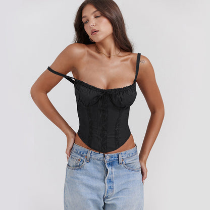 Women's Camisole Top – Slim Fit – Satin Look – Lace – Spaghetti Straps