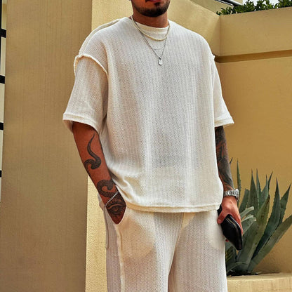 Men's Training Set – Breathable Cotton Blend – Loose Fit – T-shirt and Shorts