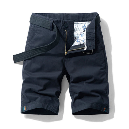 Men's Shorts - Knee-Length - With Belt & Side Pockets - Breathable Cotton - Casual Fit