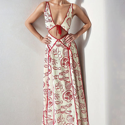 Dress for Women – Maxi Dress with V-Neck – Light Cotton Feel – Bohemian Cut