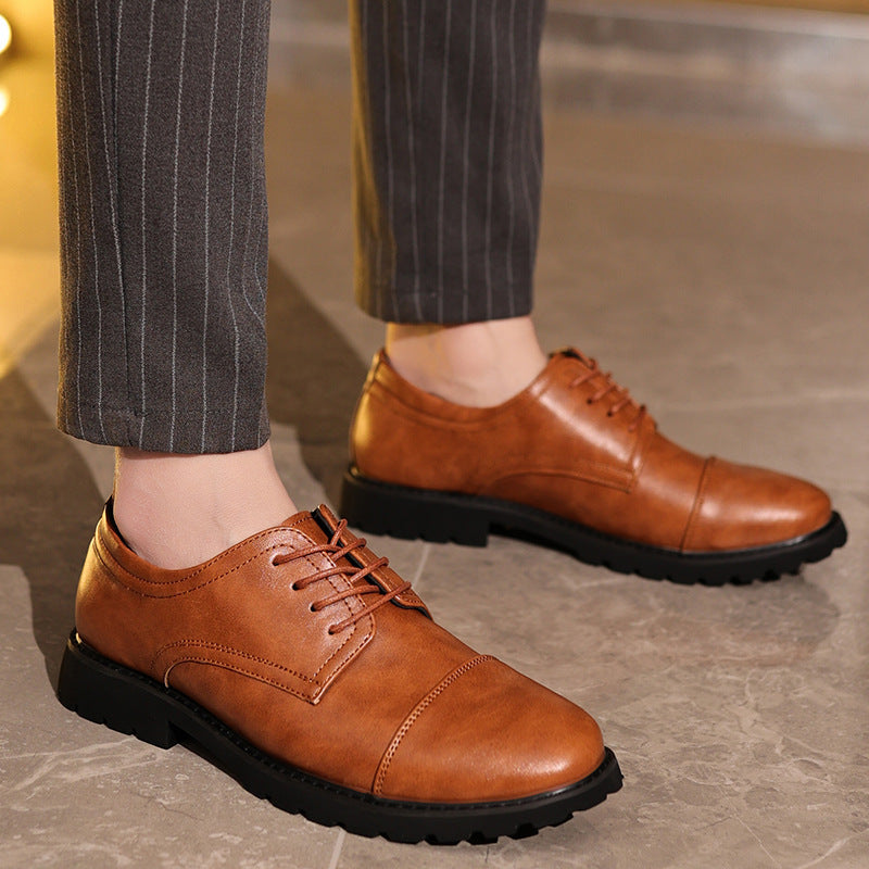 Men's Derby Shoes – Leather – Cap Toe – Formal Cut – Rubber Sole – Classic Design