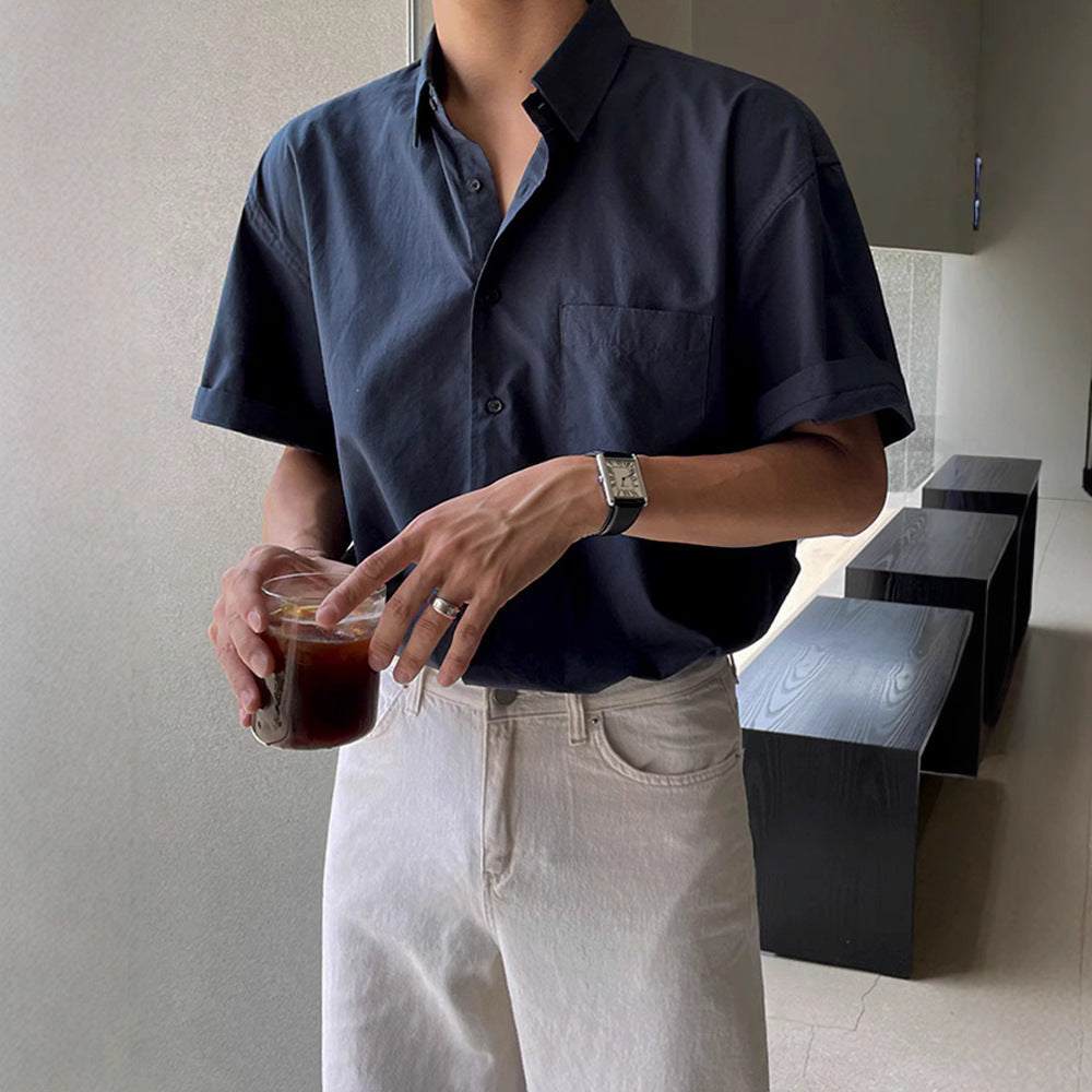Men's Shirt with Short Sleeves – Relaxed Fit – Lightweight Cotton – Button Closure