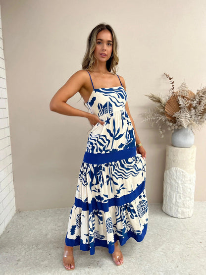 Women's Maxi Dress – Flowy A-Line Fit – Spaghetti Straps – Layered Lightweight Fabric