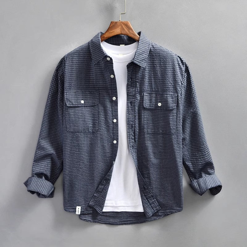 Men's Shirt – Relaxed Fit – Light Cotton – Textured Striped – Long-Sleeved