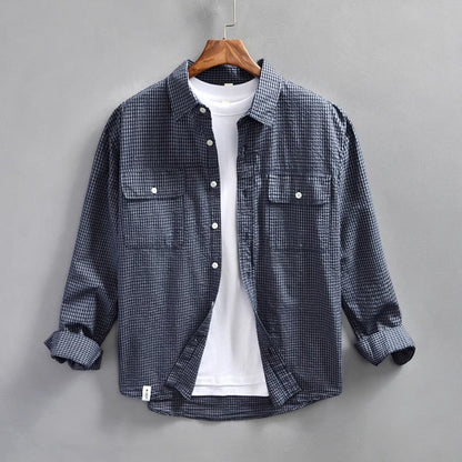 Men's Shirt – Relaxed Fit – Light Cotton – Textured Striped – Long-Sleeved