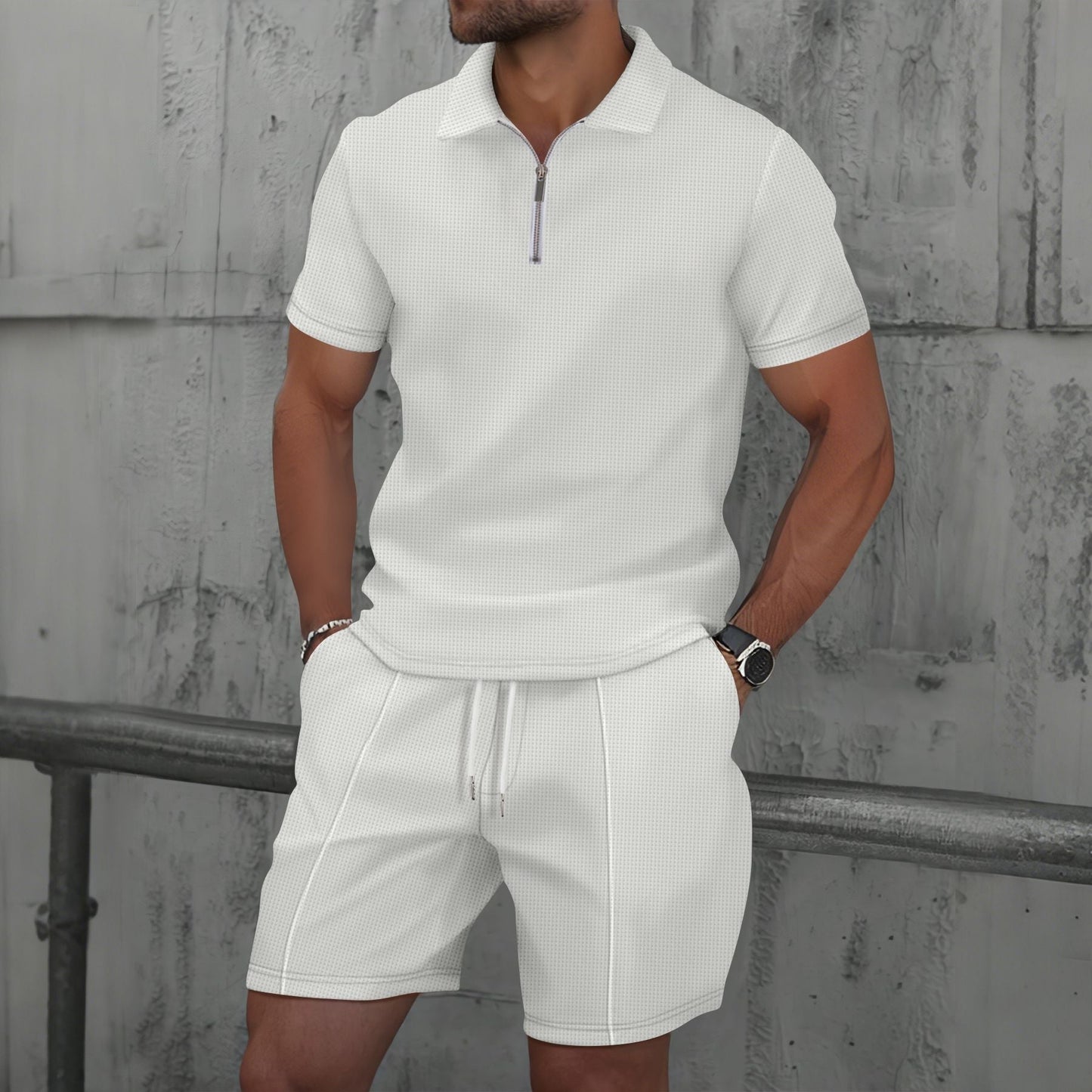 Men's Polo Set – Regular Fit – Short Sleeve – Breathable Comfort Design – Zip Neck