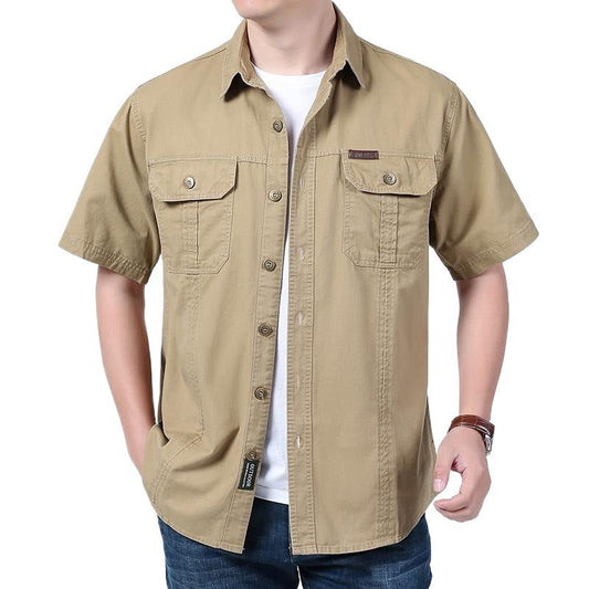 Men's Shirt with Short Sleeves – Relaxed Fit – Cotton Blend – Work Style with Pockets