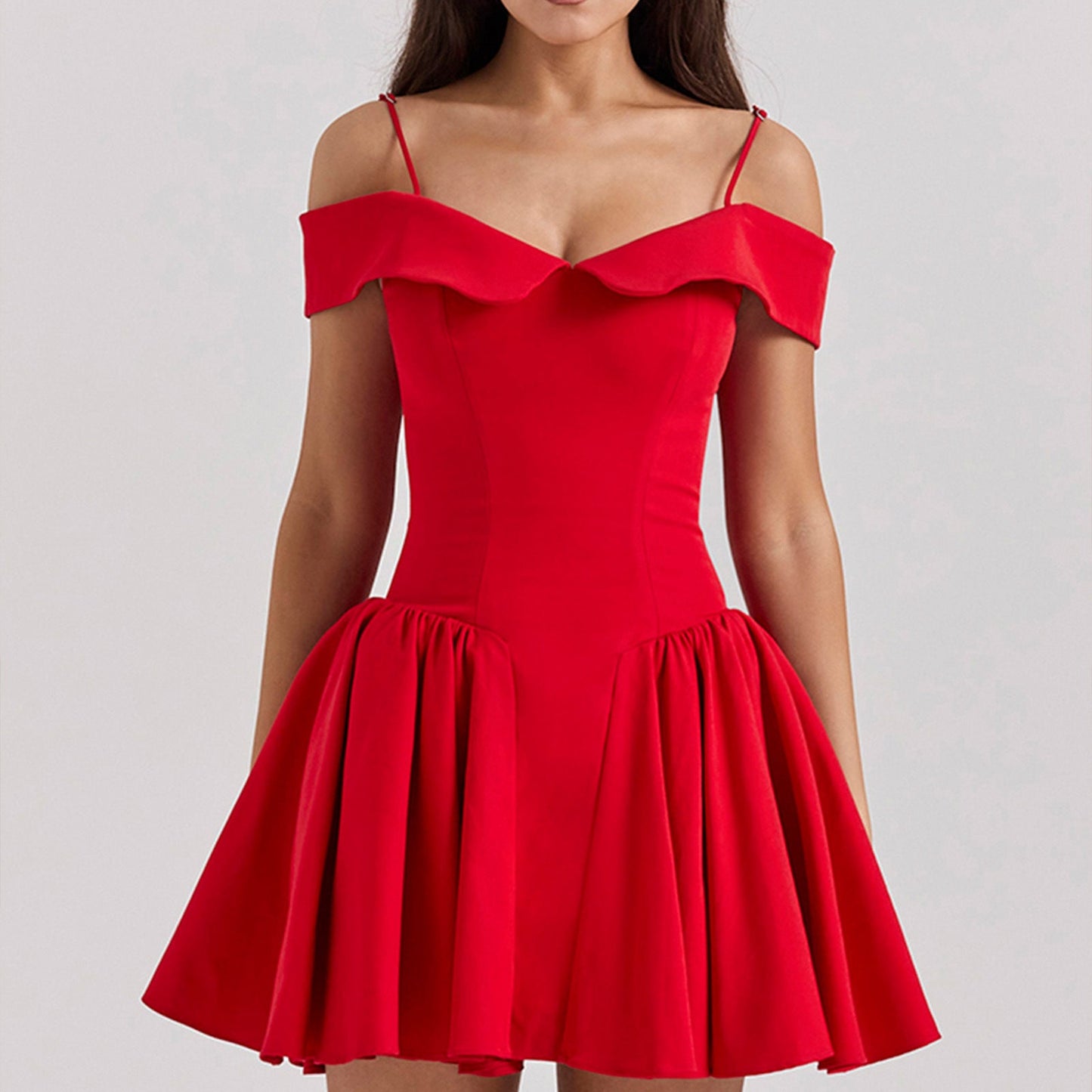 Dress for Women – Off-shoulder – Spaghetti Straps – A-line – Fitted Waist