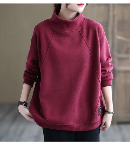 Mila Relaxed Fit Turtleneck Sweatshirt | Long Sleeve Casual Pullover