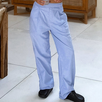 Women's Pants – Wide Leg – High-Waisted – Pleated Front – Breathable Material
