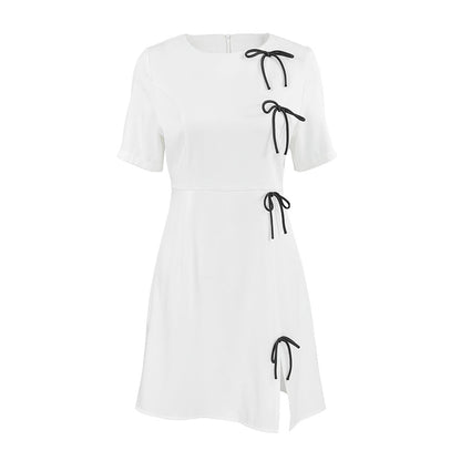 Dress for women – A-line fit – Bow details – Round neck – Short length