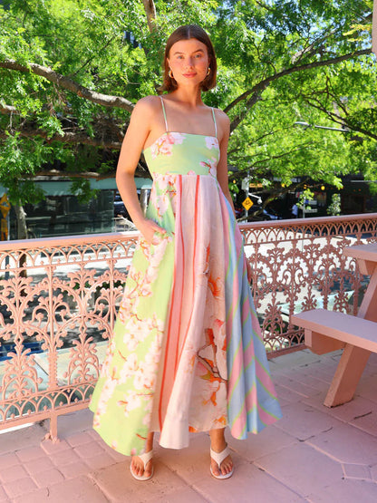 Women's Dress – Light Cotton – Flowy Fit – Artistic Print – Maxi Length