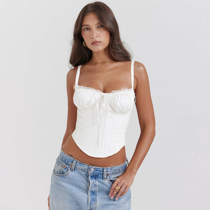 Women's Camisole Top – Slim Fit – Satin Look – Lace – Spaghetti Straps