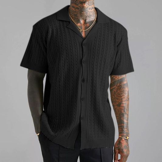 Men's Shirt with Buttons – Relaxed Fit – Short Sleeve – Soft Knit