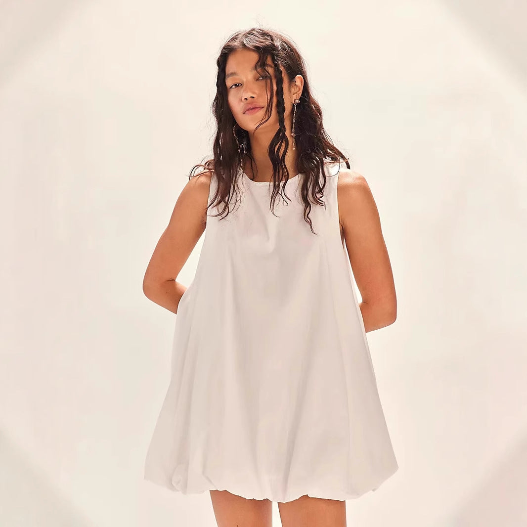 Women's dress mini – 100% cotton – loose fit – sleeveless with open back