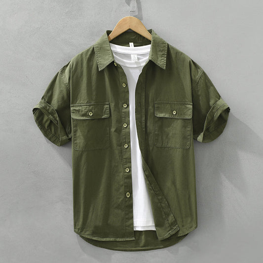 Men's Shirt for Work – Heavy Cotton – Relaxed Fit – Short Sleeves