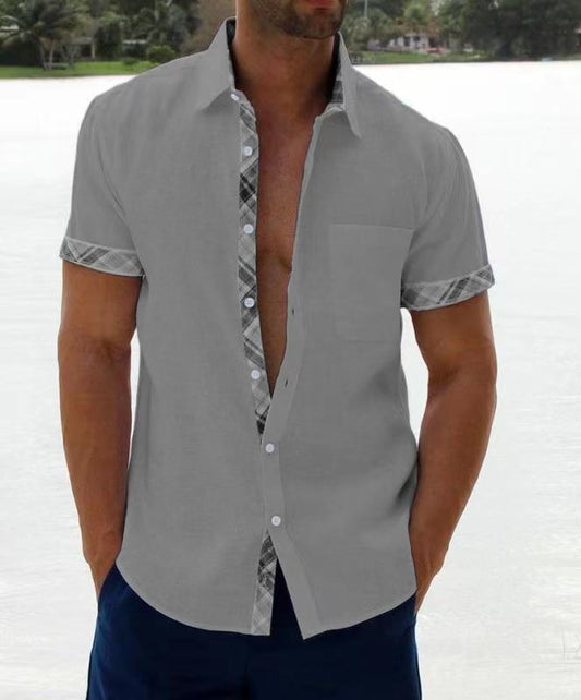 Men's Shirt with Short Sleeves – Relaxed Fit – Breathable Fabric – Button Closure