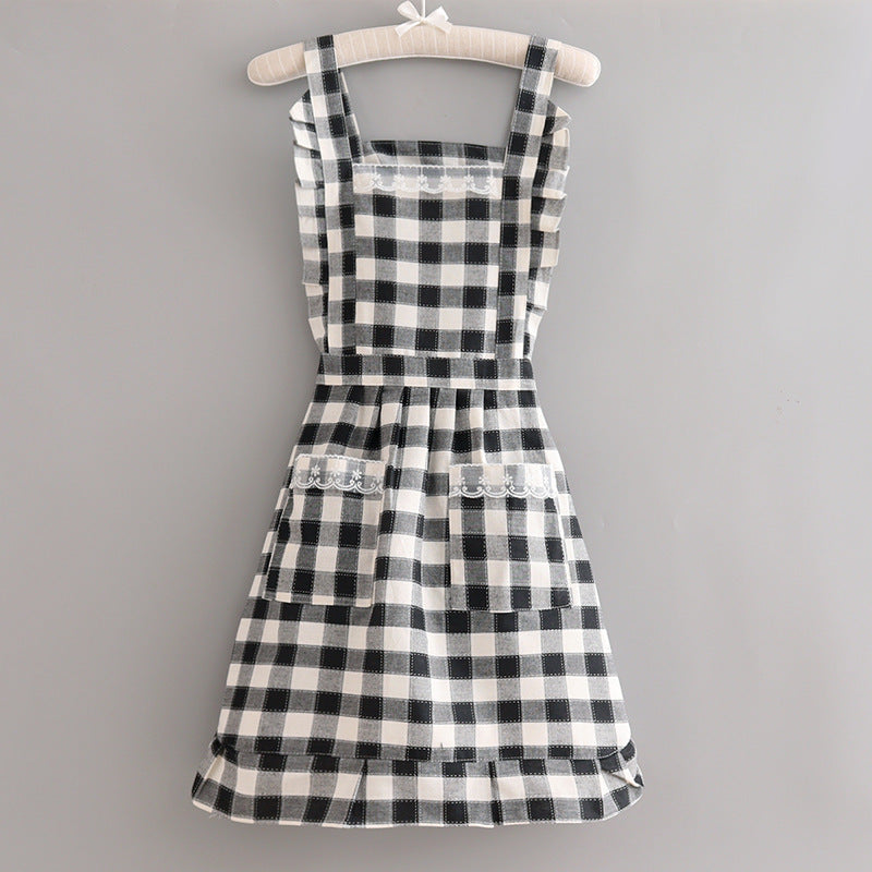 Farmhouse Cotton Apron with Ruffled Straps