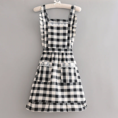 Farmhouse Cotton Apron with Ruffled Straps