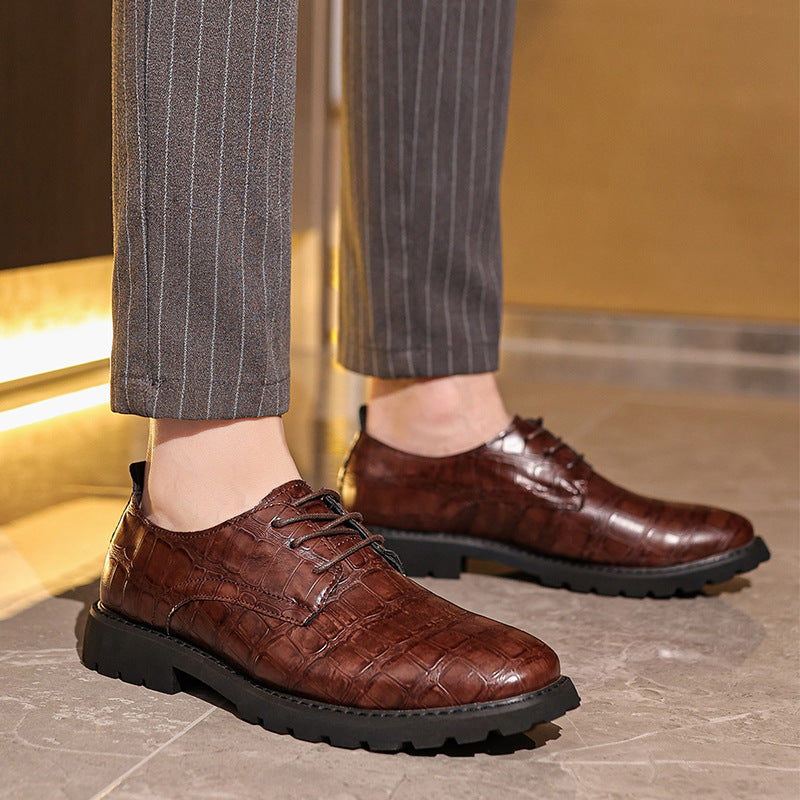 Men's Derby Shoes – Leather – Cap Toe – Formal Cut – Rubber Sole – Classic Design