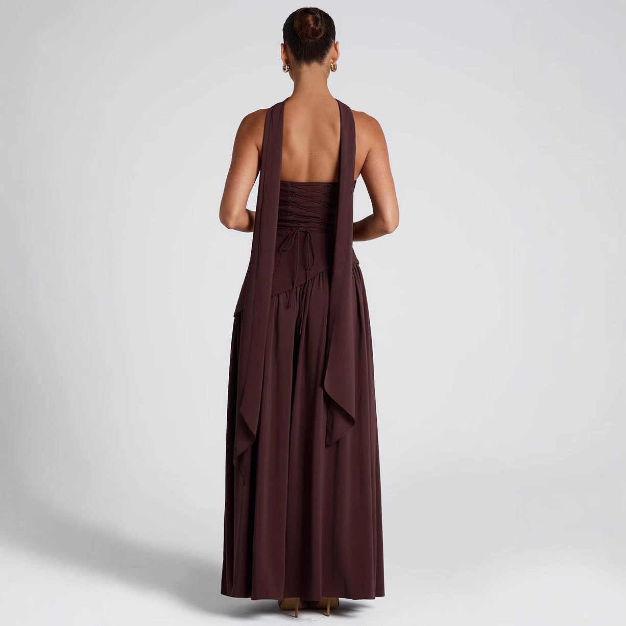 Women's Evening Dress – Strapless – Asymmetric Top – Slit – Long Flowing Skirt