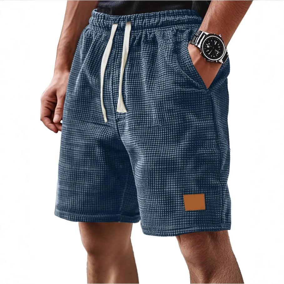 Men's Shorts – Relaxed Fit – Soft Waffle Knit – Adjustable Drawstring Waist