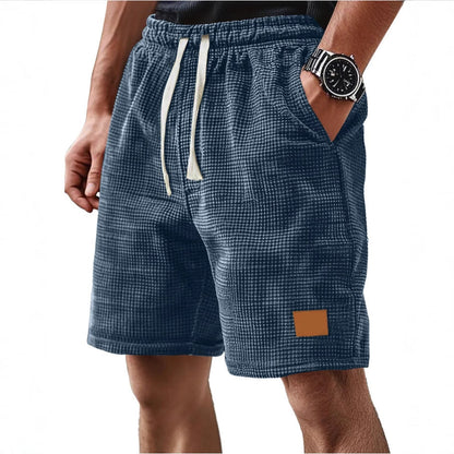 Men's Shorts – Relaxed Fit – Soft Waffle Knit – Adjustable Drawstring Waist