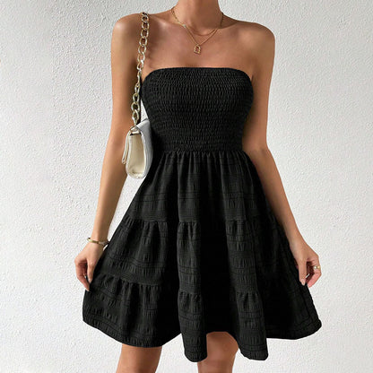 Dress for Women – Strapless Mini – Smocked Bodice – Ruffle Skirt – A-Line Fit