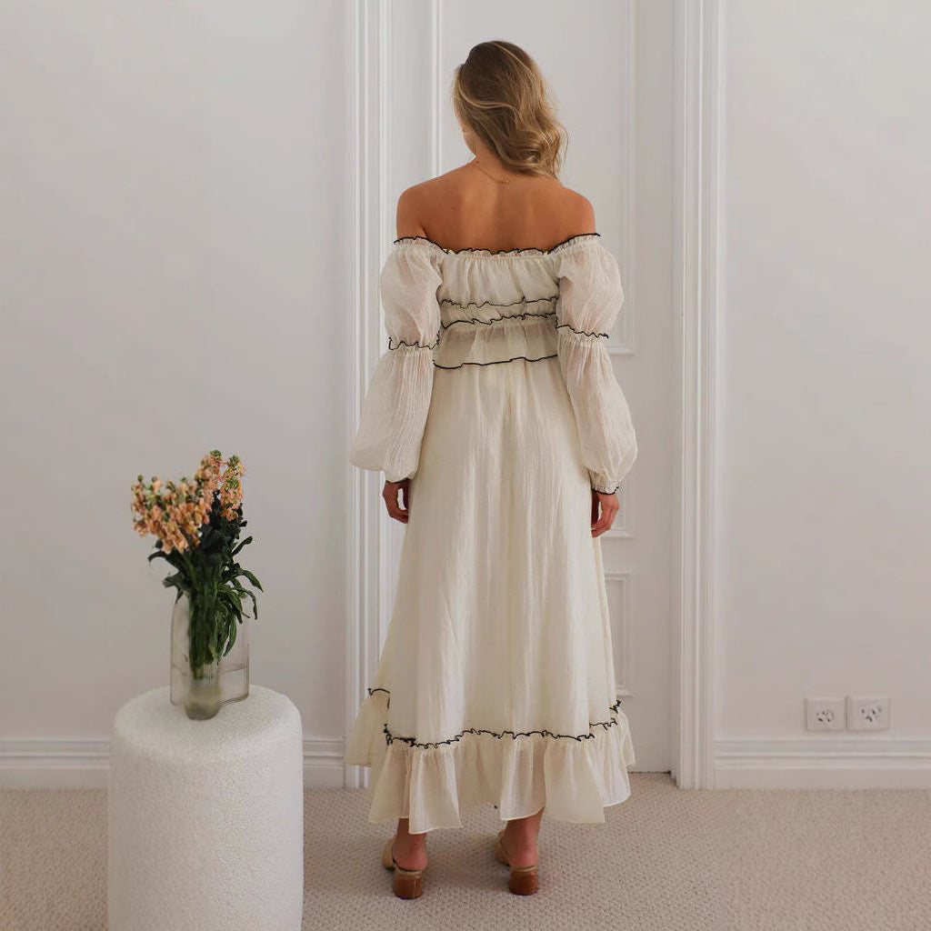 Women's Set – Off Shoulder Top and Skirt – Ruched Details – Loose Fit – Boho Style