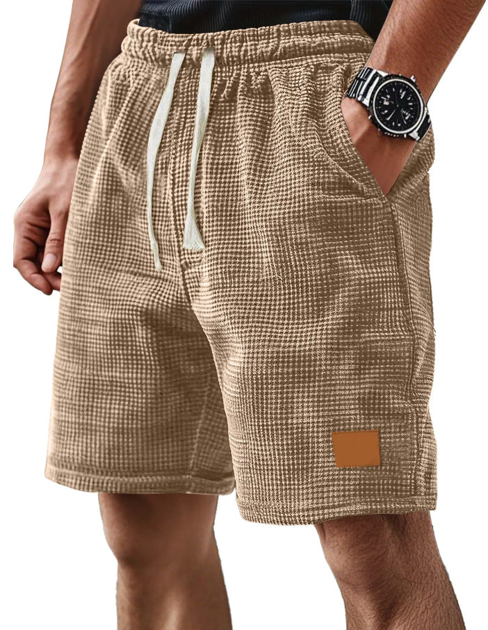 Men's Shorts – Relaxed Fit – Soft Waffle Knit – Adjustable Drawstring Waist