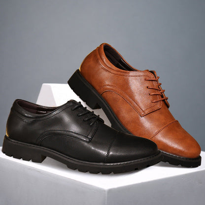 Men's Derby Shoes – Leather – Cap Toe – Formal Cut – Rubber Sole – Classic Design